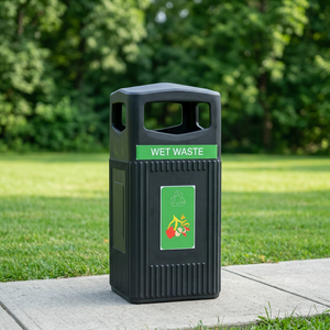 Contenedor de Basura Rectangular de Plástico para Exteriores, Clasificación de Residuos Húmedos, Estilo Simple, Parte Superior Abierta para Reciclaje y Gestión de Residuos - Product Image 4