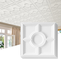 3D Blanc Pvc Durable Plafond 24X24 Artistique Plafond Carreau de Plafond Décoration Intérieure Faux Plafond Relief Drop Tuile de Plafond pour Résistant