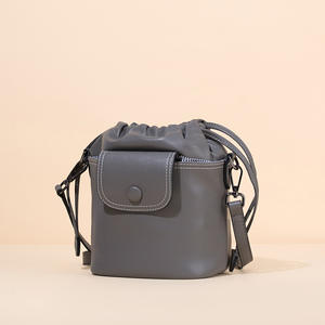 Nuevo Bolso Tipo Hobo de Cuero Genuino con Cordón, Bolso Tipo Cubo para Mujer, Versátil, Bandolera, para Uso Diario - Product Image 1