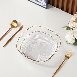 Fashion Creative Plate <strong>Plastic</strong> Transparent Gilded Edge Storage Jars Set Kitchen Fruit <strong>Dessert</strong> Candy Tea <strong>Tray</strong> - Product Image 6