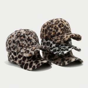 Gorra de Béisbol con Estampado de Leopardo para Mujer, Nueva Colección Otoño Invierno, 6 Paneles, Protección Solar, Cálida, Estilo Vintage, Felpa - Product Image 1
