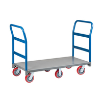 Carretilla de Plataforma de Acero con Recubrimiento en Polvo, Carro de Almacén con Doble Manija, Carretilla para Manejo de Materiales
