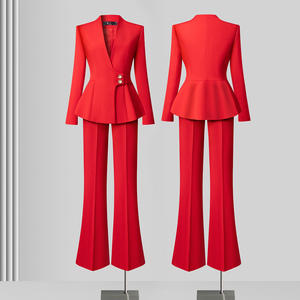 knee length dresses for ladies Women's Red Velvet Jacket by StudioSuits