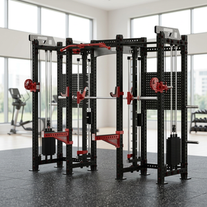 Estación de Gimnasio Multifuncional 3 en 1 de 8 Postes, Máquina Smith Comercial con Jaula de Cables, Soporte para Sentadillas, Multiusuario, Entrenamiento de Fuerza Corporal Completa - Product Image 2