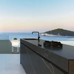 Piedra sinterizada para cocina al aire libre personalizada, juego para parrilla, armario de cocina modular para exteriores, cocina moderna para exteriores, Isla de barbacoa