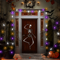 Guirlande lumineuse LED décorative pour Halloween, motifs chauve-souris et fantômes, pour intérieur et extérieur