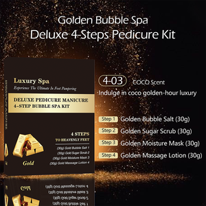 ชุดทำสปาบับบบบลิงสีทองธรรมชาติแบบ4-in-1ผลิตภัณฑ์สำหรับทำเล็บเท้าสปาเท้าแบบดีลักซ์และชุดทำเล็บในกล่อง - Product Image 2