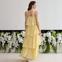 Robe légère en mousseline de soie pour femme, style licou, jupe asymétrique à volants, personnalisable OEM, pour voyage et décontracté, vente en gros