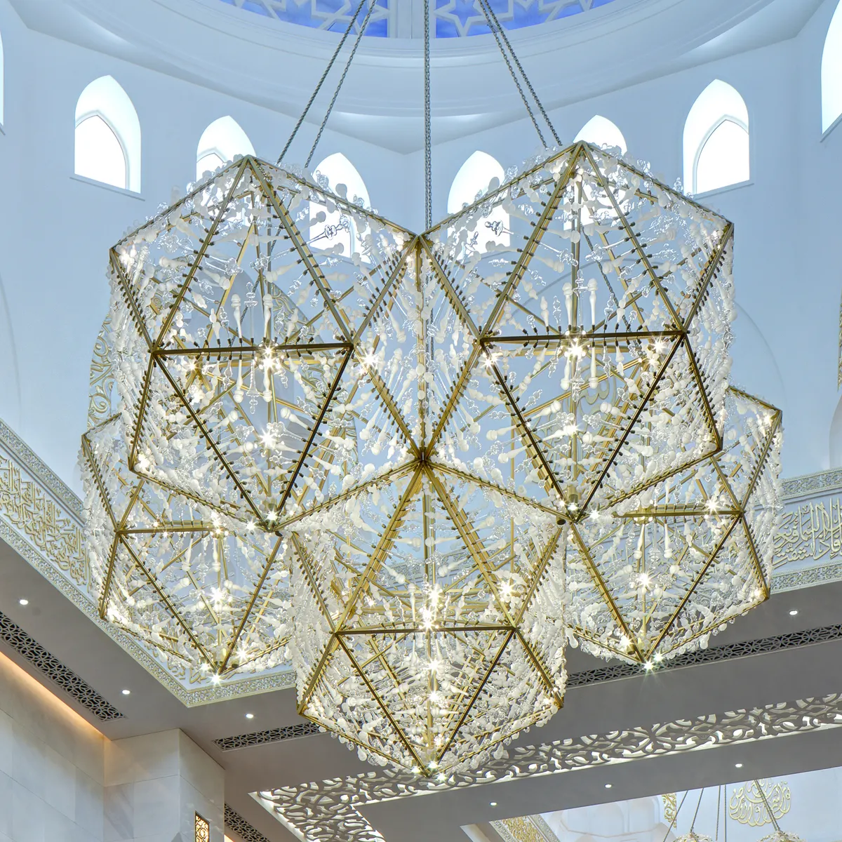 Lampadario in vetro moderno poligonale soffitto a Led grande arte utilizzata nella hall dell'hotel per matrimoni personalizzato 1 pezzo di vetro Murano