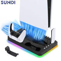 Nouveau contrôleur double chargeur sans fil Station de support verticale ventilateur de refroidissement Base Dock pour PS5/PS5 Console de jeux à disque mince