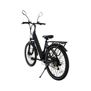 Vélo électrique urbain pour <span class=keywords><strong>femme</strong></span> à <span class=keywords><strong>cadre</strong></span> <span class=keywords><strong>bas</strong></span> avec moteur à moyeu arrière, batterie au lithium, rétroviseur et selle à <span class=keywords><strong>cadre</strong></span> en fer montée à l'arrière - Product Image 3