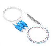 HENGXIAN Mini PLC 1/2 SC/UPC 0.9mm 1x2 Tabung Baja Kelas Telekomunikasi SM Optik 1m PLC Splitter FTTH/FTTX Jaringan 5G Garansi 2 Tahun