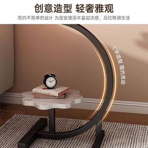 Mesa <span class=keywords><strong>de</strong></span> borde <span class=keywords><strong>de</strong></span> madera maciza con flores para hogar pequeño, mesa <span class=keywords><strong>de</strong></span> <span class=keywords><strong>centro</strong></span> <span class=keywords><strong>de</strong></span> doble capa, dormitorio, mesita <span class=keywords><strong>de</strong></span> noche móvil, mesa redonda pequeña - Product Image 3