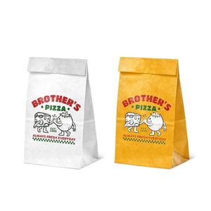 Bolsas de Papel Kraft Blancas Impresas Personalizadas ZJPACK con Fondo Cuadrado sin Asas para Empacar Alimentos como Pizza, Leche, Sushi, Gelatina - Product Image 3