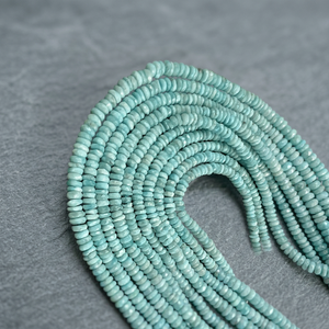 High Quality Alif International Third Party Certified Dominican Blue Larimar Faceted Rondelle Beads 14 Inches <b>Bracelet</b> Premium - Product Image 2