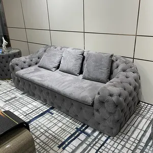 스웨이드 패브릭 거실 소파 세트 디자인 이탈리아 현대 럭셔리 chesterfield tufted 3 인승 소파