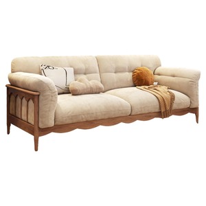 Canapé en tissu nordique pour salon, nouveau modèle 2024, pour petit appartement, démontable, lavable, en ligne droite, en bois de cerisier massif, haut de gamme - Product Image 5