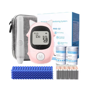Hoogwaardige herbruikbare roestvrijstalen bloedglucosemeter voor huisdieren, geschikt voor thuisgebruik met teststrips voor katten en diabetespatiënten. - Product Image 1