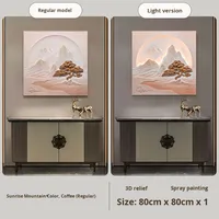 Peinture murale de paysage de style chinois en 3D avec éclairage LED, relief en relief, éclairage réglable, panneau lumineux artisanal pour la maison/le bureau