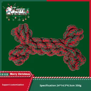 Noel sıcak satış çevre dostu köpek interaktif pamuk halat oyuncak eğitim oyuncak düğüm oyuncak köpek çiğneme oyuncakları diş temizleme için - Product Image 3