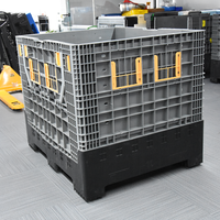 Boîte de rangement industrielle en plastique HDPE, grande, solide, pliable, empilable, isolée, pour pièces automobiles, récolte et poisson, avec manchon en maille