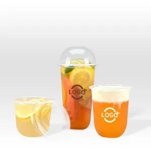 Hot Selling 16Oz Kunststoff Großhandel Einweg Hot Cup sheart u Boba Plastik becher 500 ml u Form Tasse