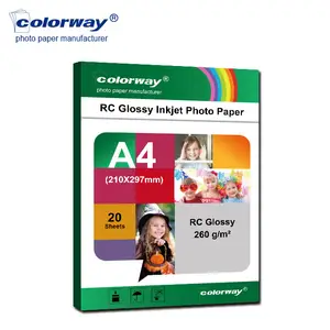 Colorway 260 gsm 4R inkjet 4X6 high glossy RC photo paper for photo printing with free samples