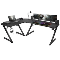 Pieds en forme de Z avec logo OEM Surface en fibre de carbone pour bureau de couleur blanche Prise USB LED RGB Bureau d'ordinateur de jeu