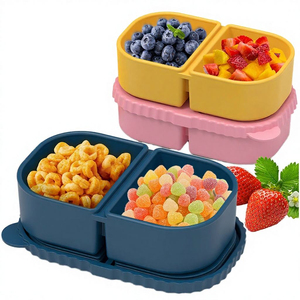 Conteneur à collation et boîte à lunch rectangulaire moderne en silicone, écologique, sans BPA et de haute qualité. - Product Image 1