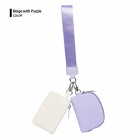 Set Gantungan Kunci Gelang Kain Oxford Mini 2 Buah Dompet Koin Tempat Kartu Wanita Lucu Warna Ganda Gantungan Kunci Kantong Penjepit Lobster