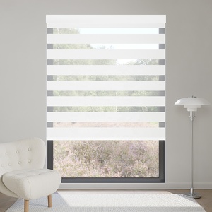 Stores occultants horizontaux motorisés automatiques intelligents pour fenêtres, avec commande Google Alexa intégrée, jour et nuit, type zèbre, pour intérieur, couleur noire - Product Image 4