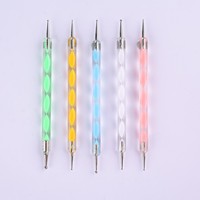 5 pièces nail art ensemble double tête ongles strass cueilleur outils pointillage stylo nail art peinture pointillage brosse ensembles