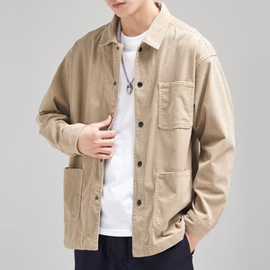 Da uomo a buon mercato <span class=keywords><strong>POLO</strong></span> <span class=keywords><strong>Oversize</strong></span> top in bianco tinta unita manica lunga in velluto a coste Casual con bottone da lavoro formale quotidiano - Product Image 2