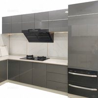 Meubles de cuisine sur mesure Armoires de cuisine en bois massif Design Armoire de cuisine moderne de luxe en acier inoxydable pour la maison