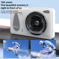 Kamera Digital HD 4K anak, kamera perekam Video Vlog 4K 64MP 18X perbesaran 4K untuk hadiah pesta anak laki-laki dan perempuan dewasa pemula