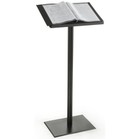 Podio de Acrílico Negro con Base Cuadrada de Aluminio, Atril de Plástico, Púlpito
