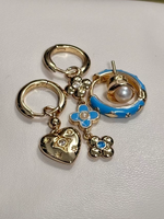 Ensemble de boucles d'oreilles en forme de cœur bleu Voyager plaqué or 18 carats, résistant au ternissement, durable, design empilable or, bleu et blanc, tendance