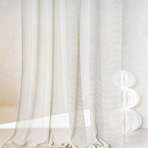 Tessuto per <span class=keywords><strong>Tende</strong></span> Trasparente in Voile <span class=keywords><strong>di</strong></span> Lusso Bianco Certificato Organico Paris Gots, Aspetto <span class=keywords><strong>Lino</strong></span> in Poliestere per Drappeggi - Product Image 5