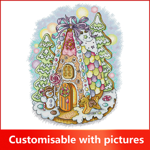 2025 NKF Navidad <span class=keywords><strong>Casa</strong></span> de pan de jengibre HD impreso punto de cruz decoración del hogar Juegos de bordado Kit de ganchillo DIY 11CT 14CT <span class=keywords><strong>Aida</strong></span> - Product Image 2