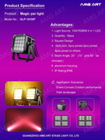 Projecteur LED PAR RGBW DMX512 Amg Wash, Ra90, IP66, étanche, en aluminium, pour intérieur/extérieur, DJ, mariage, location mobile, accessoires d'éclairage de scène