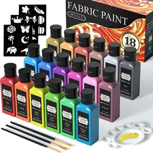 18 metallic fabric colour for painting textile fabric paint in bottles hot sell fabric painting colours