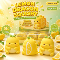 Jouet en caoutchouc souple TPR en forme de dragon au lait citron, mignon et compressible, pour la fête, avec logo personnalisé, anti-stress, vente en gros