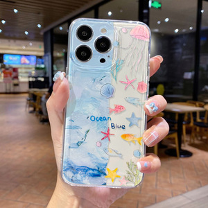 Funda de teléfono móvil TPU con estampado de concha de pez azul océano a prueba de golpes para <span class=keywords><strong>Iphone</strong></span> 8 X Xr Xs 11 <span class=keywords><strong>12</strong></span> 13 14 15 16 17 <span class=keywords><strong>Pro</strong></span> <span class=keywords><strong>Max</strong></span> - Product Image 1