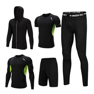 Deportes gimnasio rápido seco camiseta medias cinco piezas conjunto <span class=keywords><strong>de</strong></span> traje <span class=keywords><strong>de</strong></span> los hombres <span class=keywords><strong>de</strong></span> ropa <span class=keywords><strong>de</strong></span> Fitness - Product Image 3
