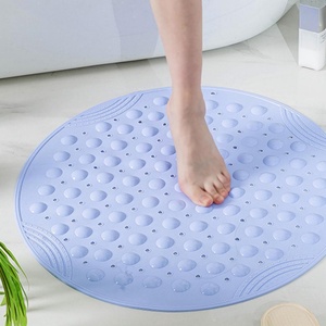 Alfombrilla de Ducha Redonda Antideslizante con Fuerte Succión y Orificios de Drenaje, Alfombrilla para Bañera con Bucles de Masaje en Relieve - Product Image 4