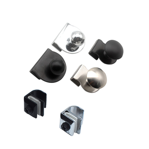 Poignées et Boutons de Tiroir Contemporains en Métal Noir/Chrome pour Meubles, Clips de Porte pour Chambre et Salon, Verre 5-8mm - Product Image 2