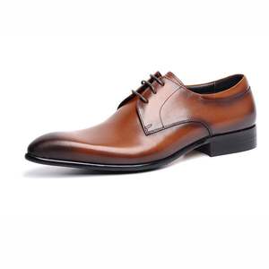 Chaussures habillées pour hommes en cuir de vachette pleine fleur, style coréen, à lacets, bout rond, tendance, printemps, été, automne, nouveau style - Product Image 6