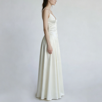 Robe longue trapèze en satin ivoire à fines bretelles et boutonnage frontal pour femme – Élégante robe de mariée, tenue de soirée de luxe, boutique de détail