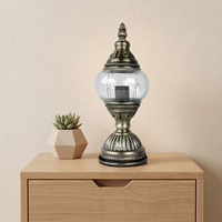 Vintage Moroccan Style Electric Table Lamp Glass Shade Retro Decorative Desk Lamp for Bedroom Living Room Home Decor