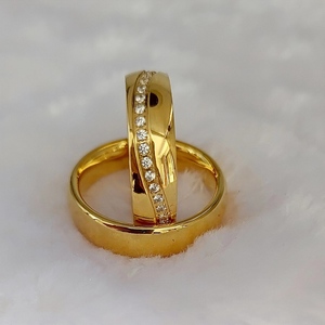 Anillos de Boda de Oro de 18k con Diamantes Cz para Parejas, Anillo de Oro para Hombre y Mujer, Anillos de Oro, Goldringe, <span class=keywords><strong>Ringar</strong></span>, Ringen - Product Image 2